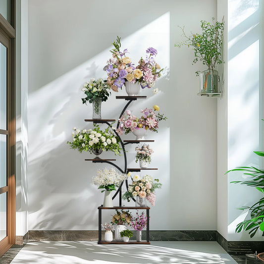 59" Tree-Shaped Plant Stand | Industrial Multi-Tier Corner Flower Display Rack