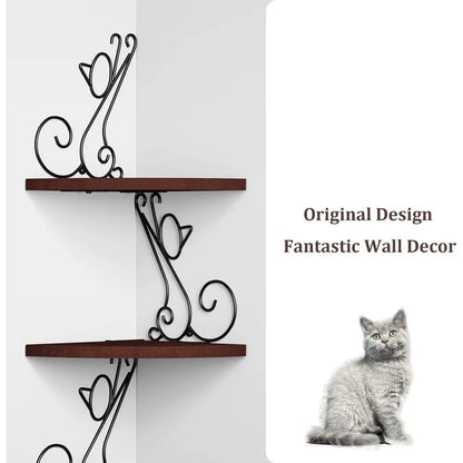 Art Deco Style Corner Shelves, Rustic Wood Decor