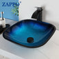 Tempered Glass Vessel Sink with Waterfall Black Faucet
