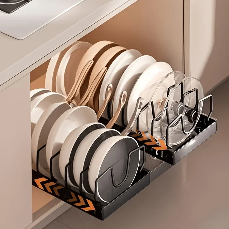 Pull-Out Cabinet Organizer | Adjustable Pot & Pan Rack