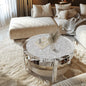 Silver Accent Table with Mirror Surface & Crystal Inlay