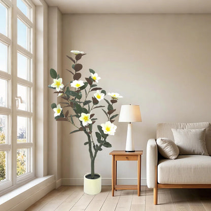 Artificial Magnolia Tree in Pot | Realistic Faux Flowering Plant for Home Décor