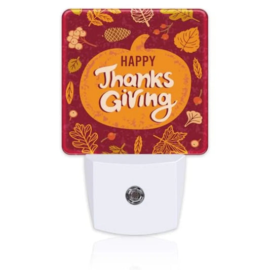Happy Thanksgiving Pumpkin Night Light | Fall Maple Leaf Décor