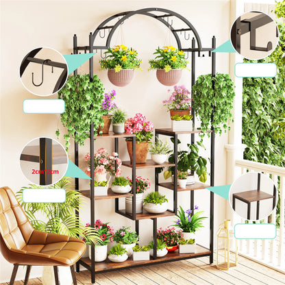 Creative 5-Tier Plant Stand with Hanging Hooks