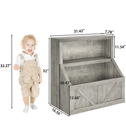 Wooden Kids Bookshelf & Toy Storage Organizer