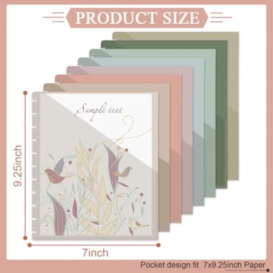 8-Piece Discbound Dividers with Pockets | Colorful Planner Inserts
