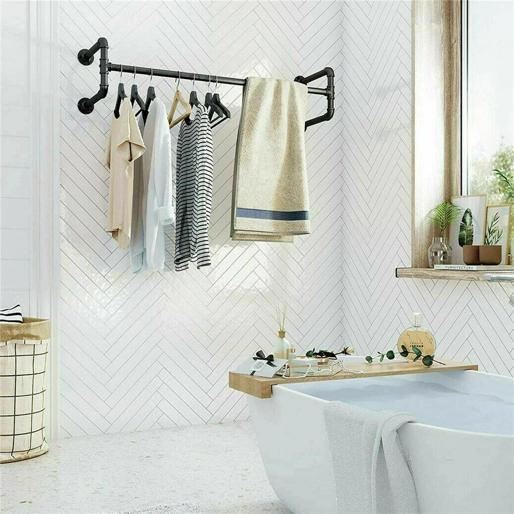 Industrial Wall-Mounted Clothes Rack