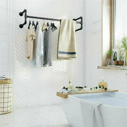 Industrial Wall-Mounted Clothes Rack