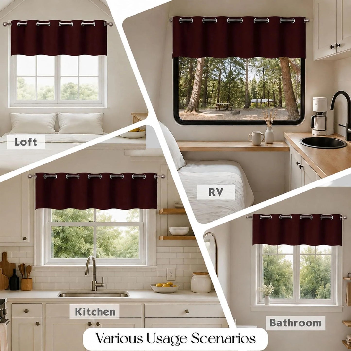 Burgundy Blackout Curtain Valance | Grommet Top Window Treatment