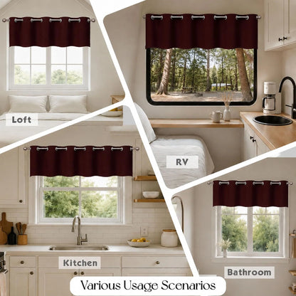 Burgundy Blackout Curtain Valance | Grommet Top Window Treatment