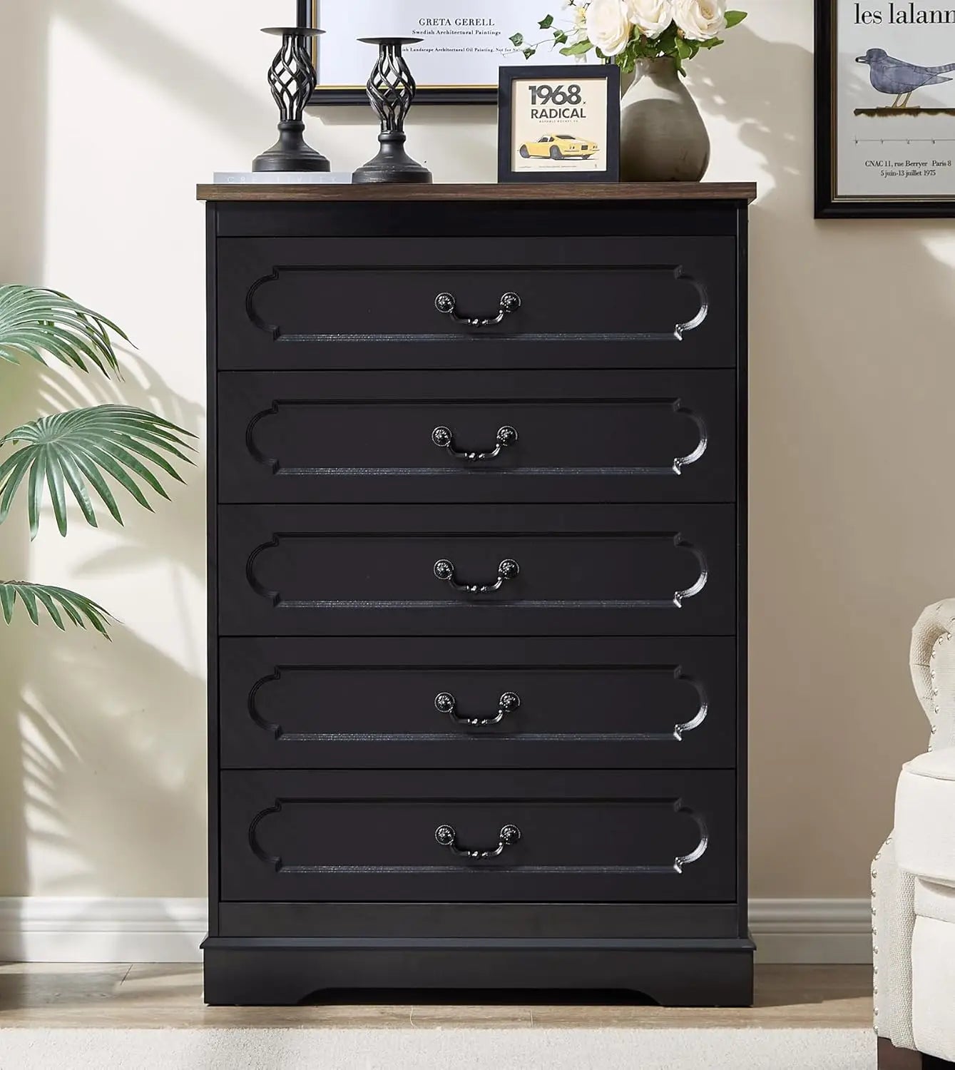 Farmhouse Style Cherry Wood Chest of Drawers