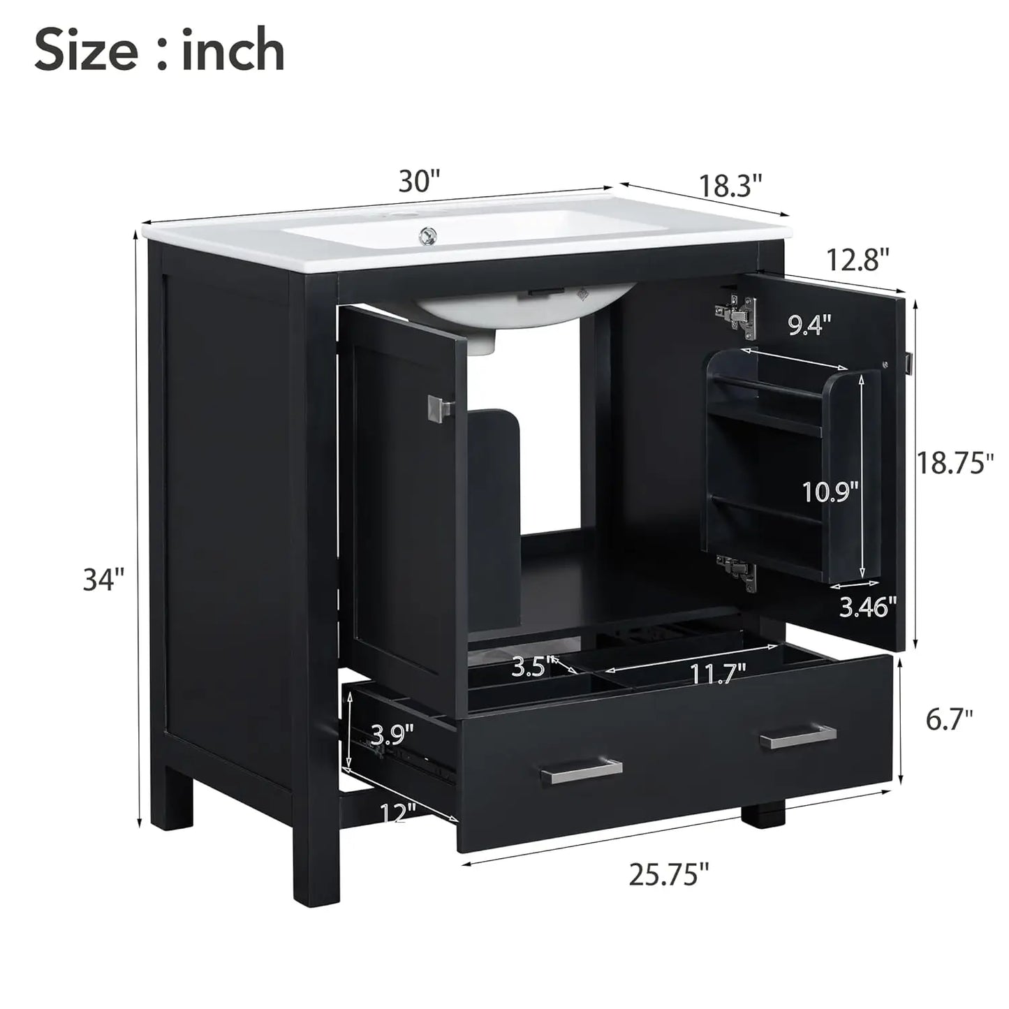 Solid Wood Dual Basin Bathroom Vanity