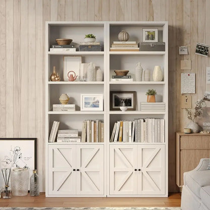 Elegant 6-Tier Bookshelf with Storage Cabinet