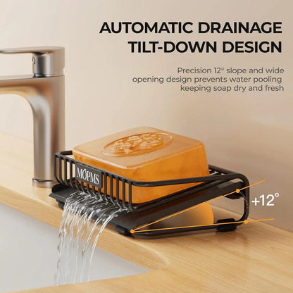 Self-Draining Carbon Steel Soap Dish | Waterfall Bar Soap Holder