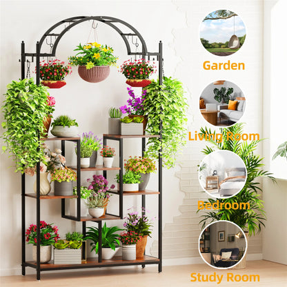 Creative 5-Tier Plant Stand with Hanging Hooks