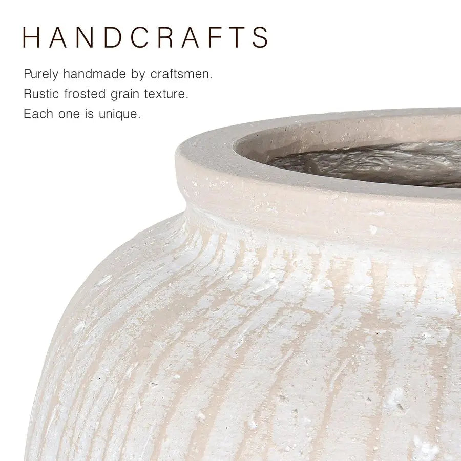 Beautifully Handcrafted Whitewashed Terracotta Vase