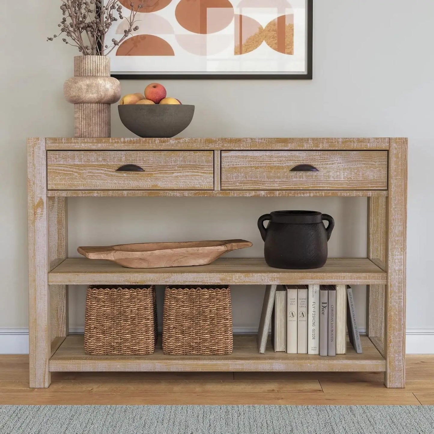 Beautiful Solid Wood Console Table with Driftwood Finish