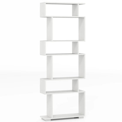 6-Tier S-Shaped Bookshelf | Modern Geometric Room Divider