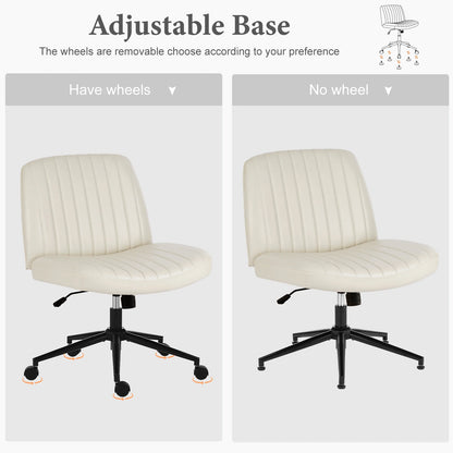 Armless Cross-Leg Office Chair with Wheels