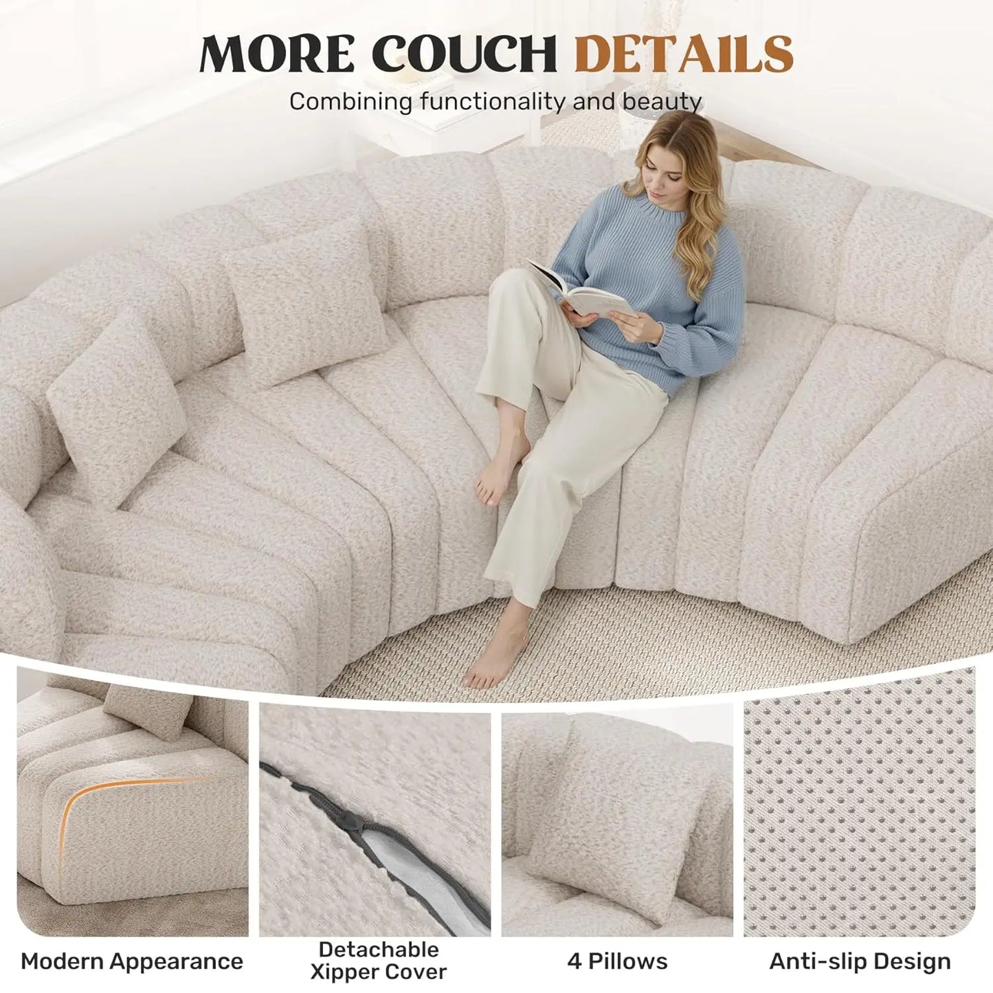 Modern Curved Velvet Cloud Sofa