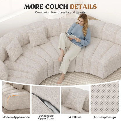 Modern Curved Velvet Cloud Sofa