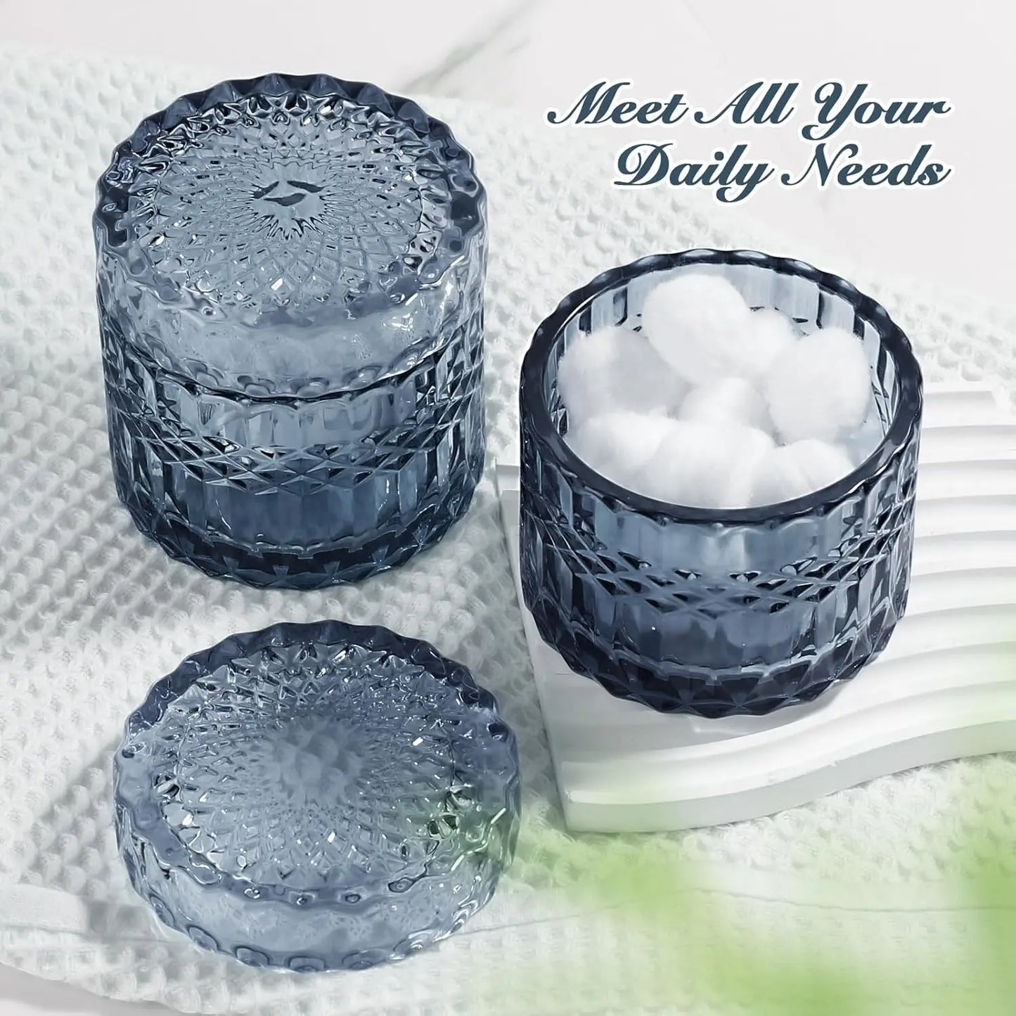 Blue Glass Bathroom Accessory Set