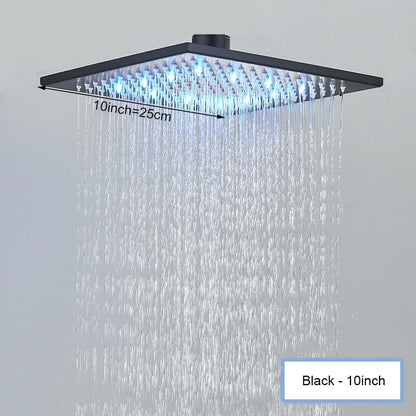 16 Inch LED Rainfall Shower Head | Large Square Brass Ceiling Mount Shower