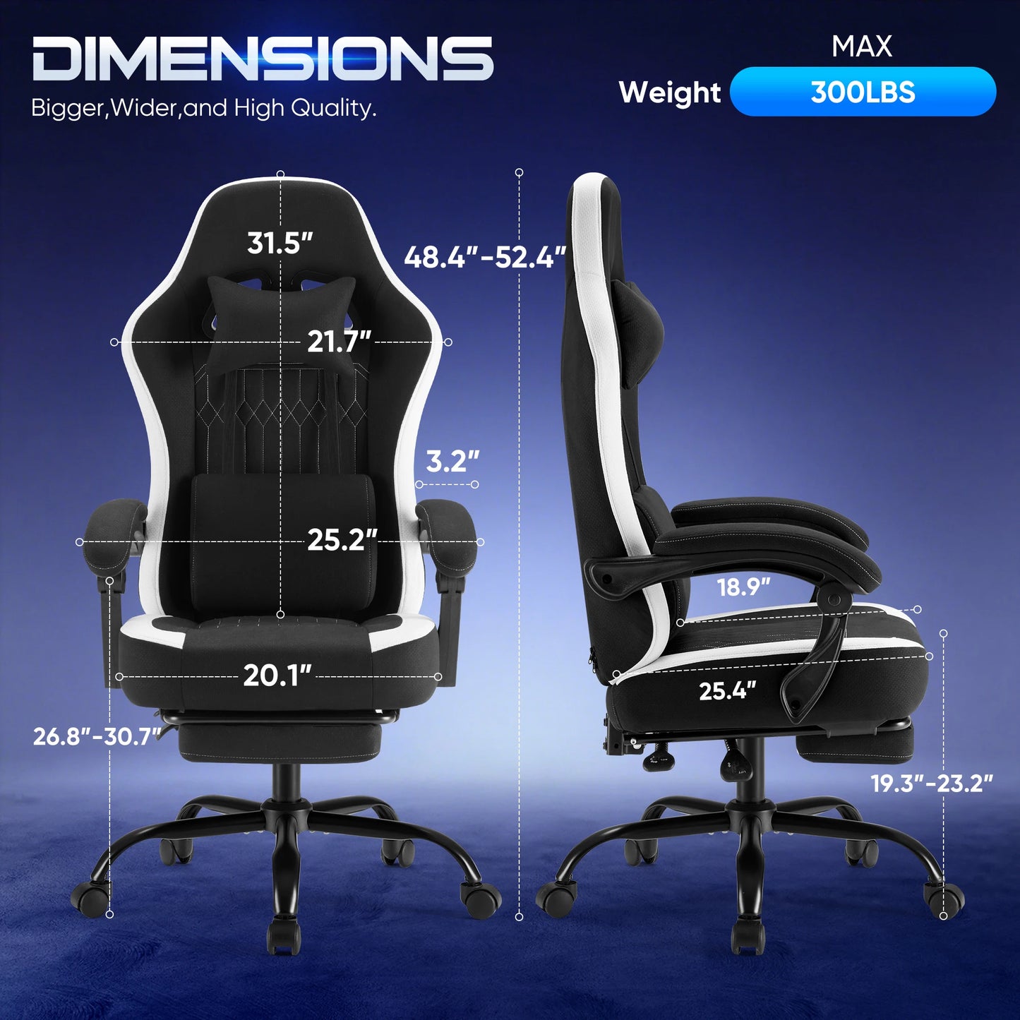 Ergonomic Gaming Chair with Pocket Spring Cushion, Footrest & Lumbar Support