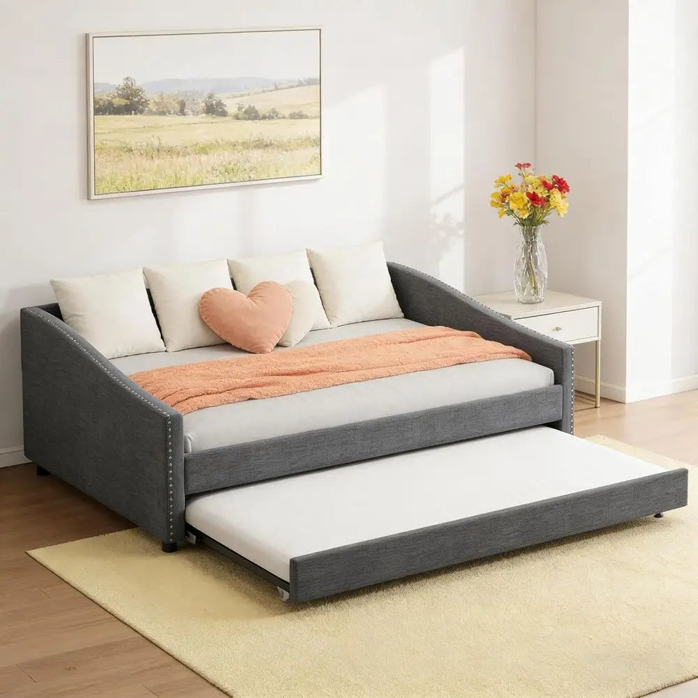 Modern Style Full-Size Upholstered Daybed with Trundle