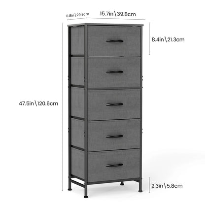 Lightweight Wardrobe with Fabric Drawers, Steel Frame and Solid Wood Top