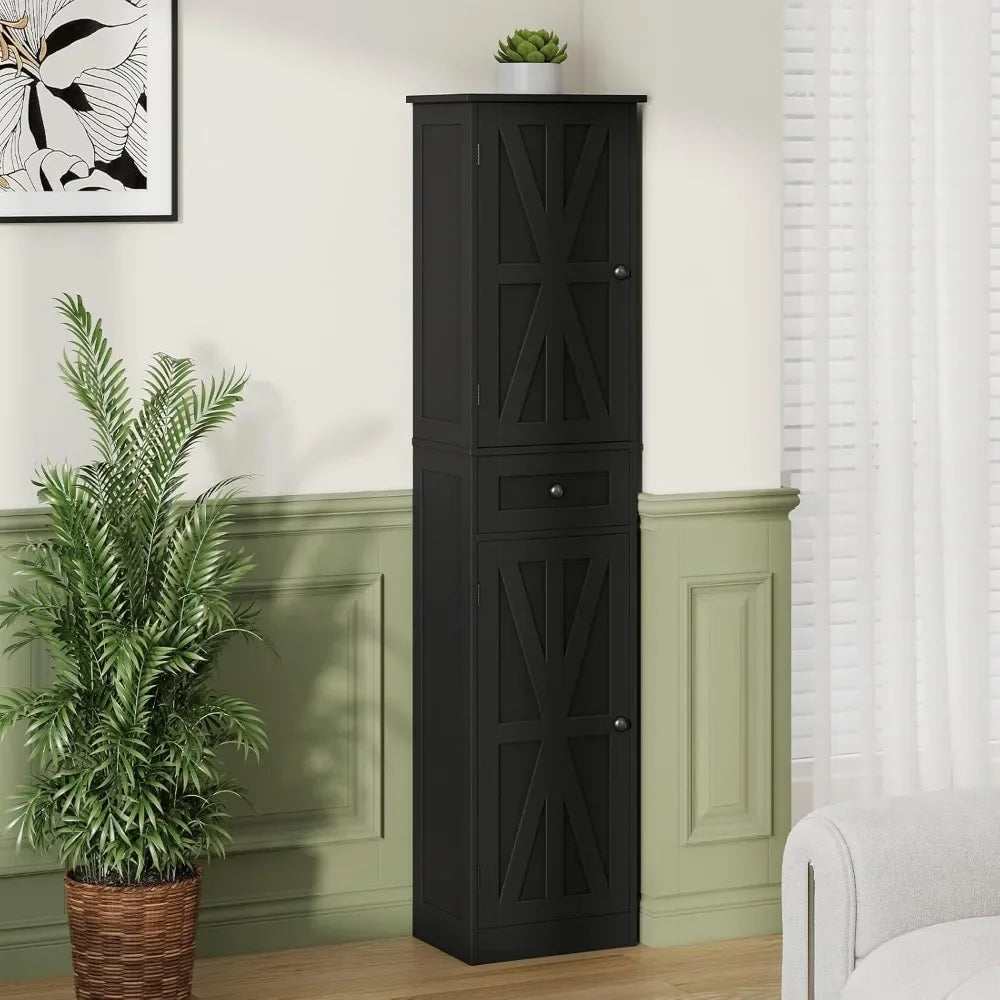 Tall Freestanding Barn Door Bathroom Cabinet