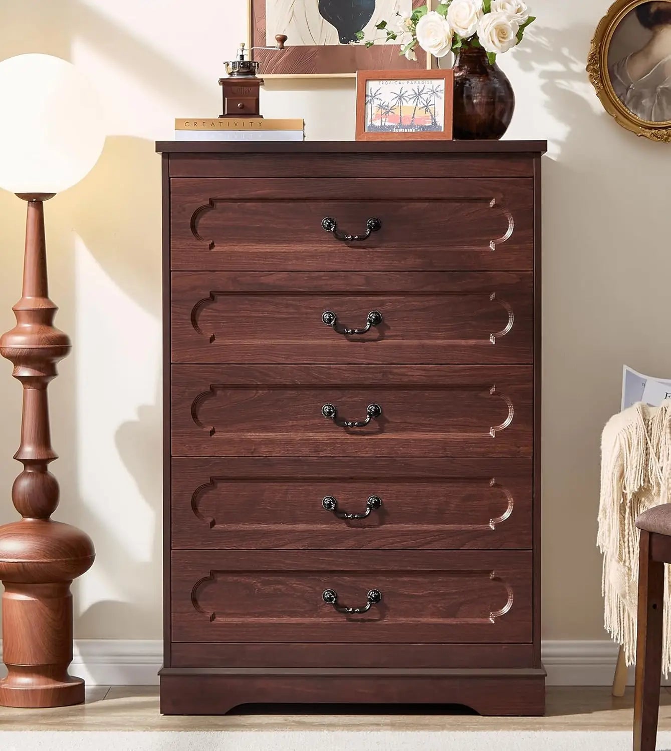 Farmhouse Style Cherry Wood Chest of Drawers