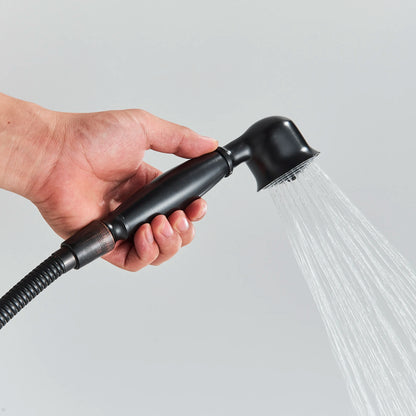 Unique Dual-Handled Retro Bathtub Faucet with Handheld Shower Wand