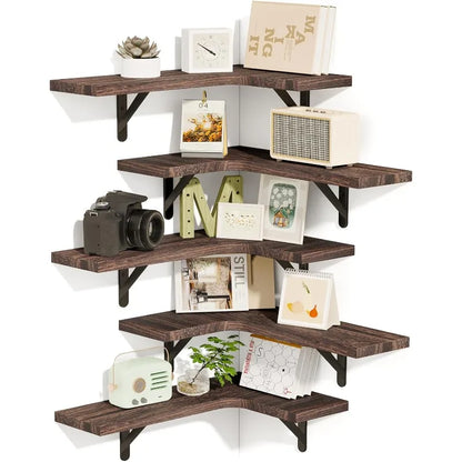 Uniquely Designed Rustic Wood Corner Shelves