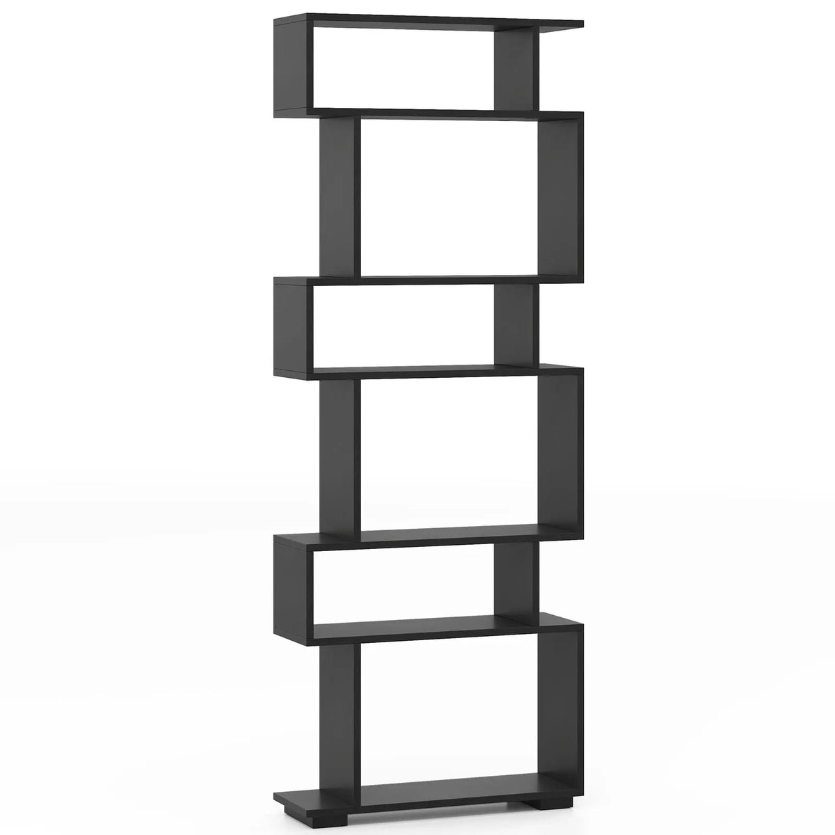 6-Tier S-Shaped Bookshelf | Modern Geometric Room Divider