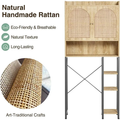 Adjustable Rattan Over the Toilet Storage Shelf