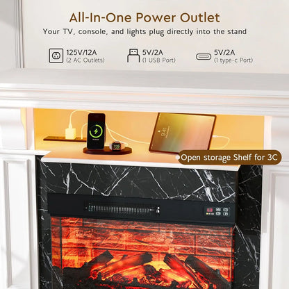 Gorgeous Electric Fireplace Mantel with Display Shelves