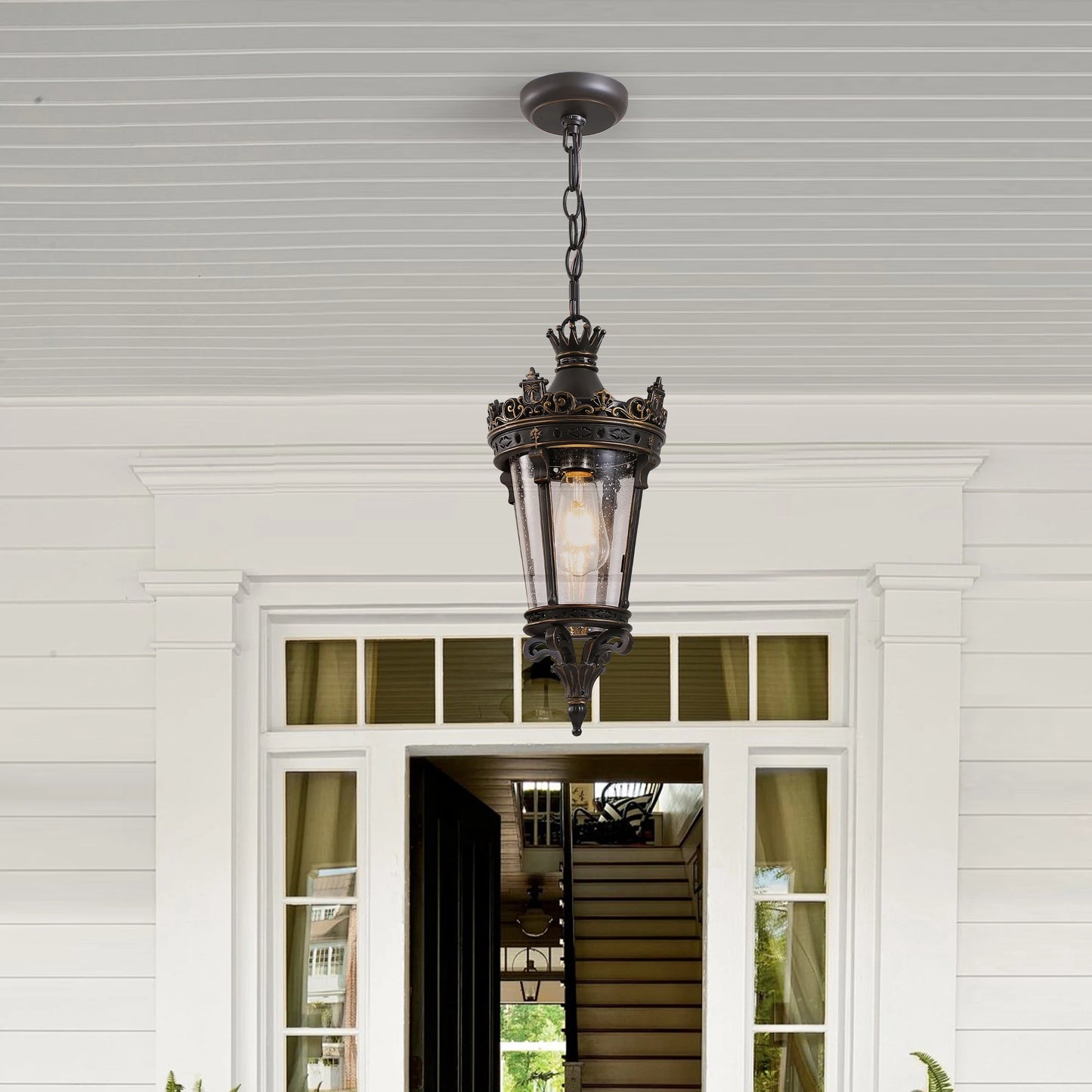 Vintage Crown Lantern with Ornate Metal Design