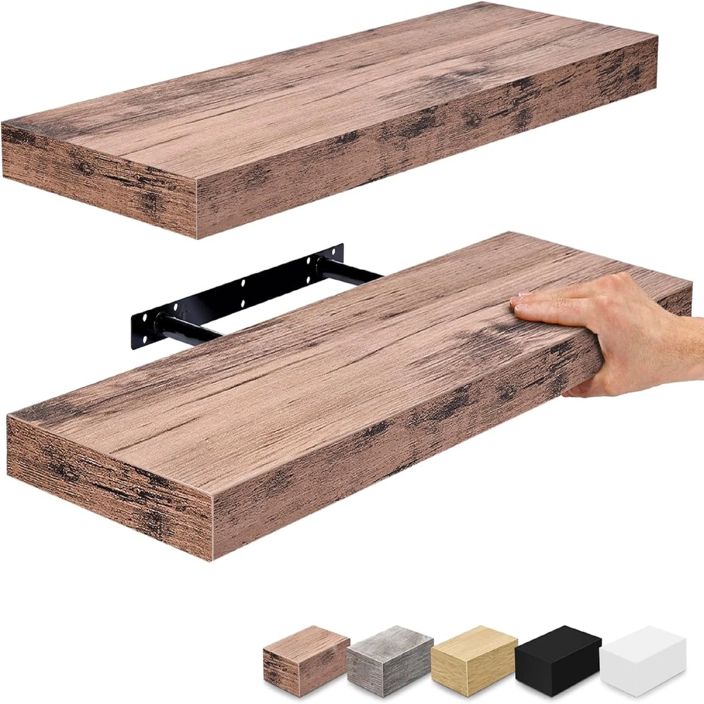 24-Inch Wooden Floating Wall Shelves | Decorative Storage Shelves for Home