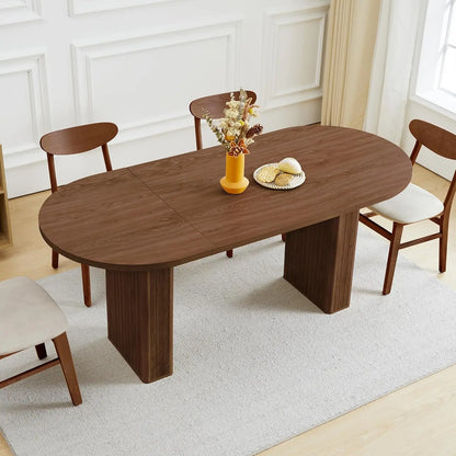 Expandable Dining Room Table with Fluted Base