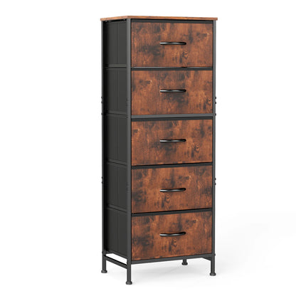Lightweight Wardrobe with Fabric Drawers, Steel Frame and Solid Wood Top