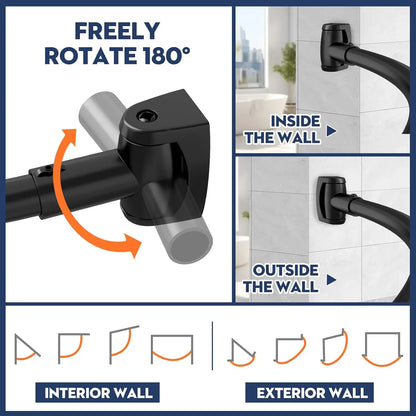 Adjustable Black Curved Shower Curtain Rod