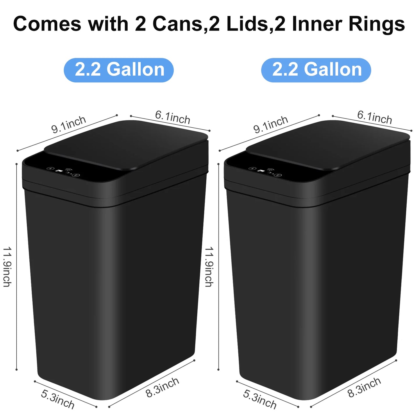 Touchless Bathroom Trash Cans, Set of 2