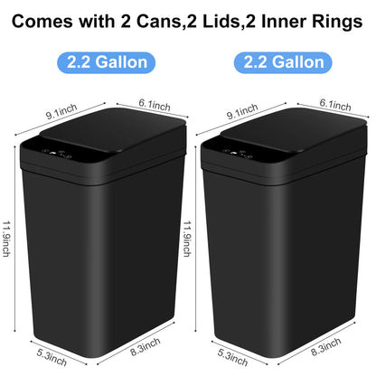 Touchless Bathroom Trash Cans, Set of 2