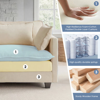 Modular Sectional Sofa with Ottoman Solid Wood Frame and Deep Seating