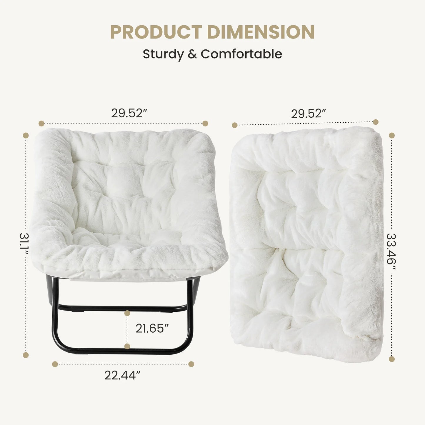 Cozy Folding Saucer Chair with Soft Faux Fur