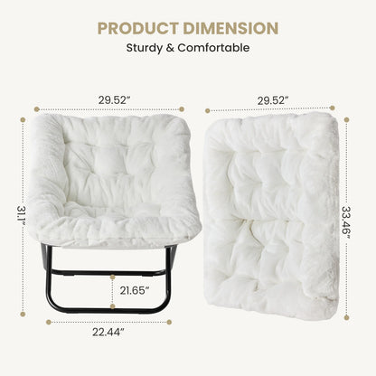 Cozy Folding Saucer Chair with Soft Faux Fur