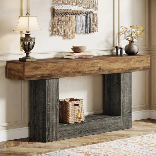 Farmhouse Style Wooden Console Table