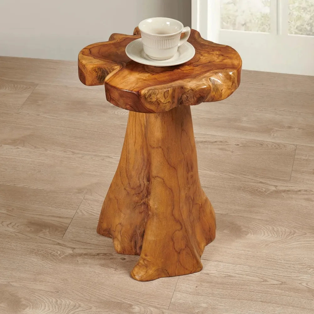 Rustic Teak Stump Side Table | Live Edge Wood Stool