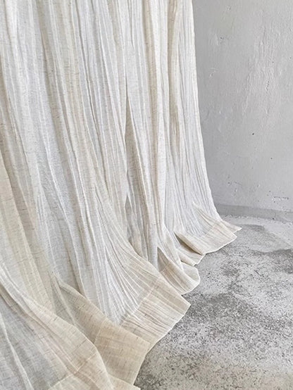 Japanese Linen Textured Sheer Roman Curtain Panel | Light Filtering Voile Window Curtain
